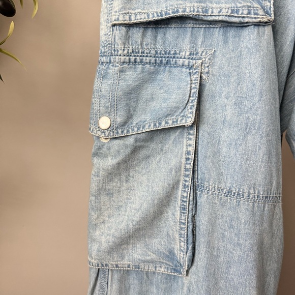 Free People South Bay Utility Cargo Pants Light Blue Large - Picture 3 of 8